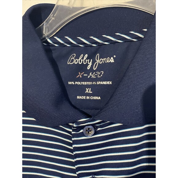 Bobby Jones Golf Polo Men's XL Blue Striped X-H20 Short Sleeve - Picture 2 of 4